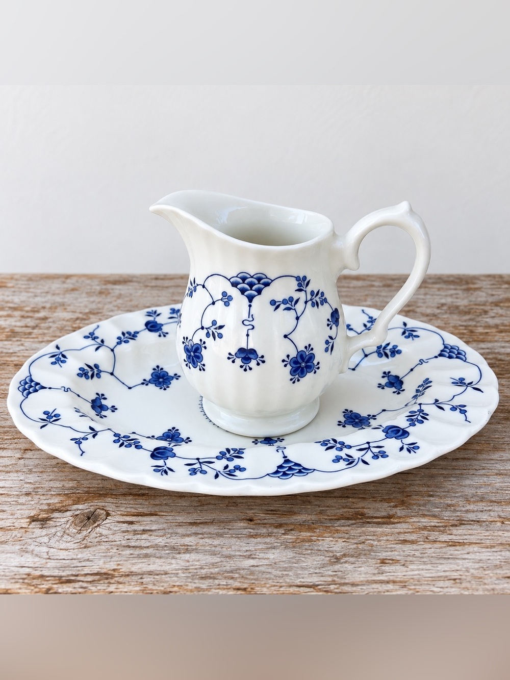 Churchill Finlandia Blue & White Creamer and Oval Platter | Made in England